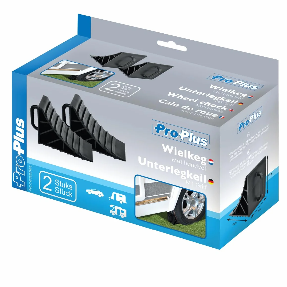 ProPlus 341347 2 cuñas X con mango freno cuñas Caravana Coche Colgante